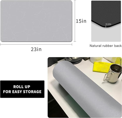 Golener Coffee Bar Mat - Under Coffee Maker Pad, Tray Mats Under Cafe Machine, Rubber Absorbent Mat, Under Appliance Mats, Dish Drying Matt, 23"x15", Marble Gray