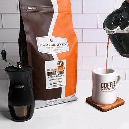 Fresh Roasted Coffee, Organic Donut Shop | USDA Organic, Kosher | Medium Roast 5 lb (80 oz) Ground
