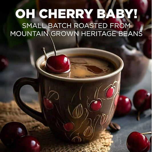 Maud's Cherry Flavored Coffee Pods, 18 ct, Medium Roast Flavored Coffee in Recyclable Single Serve Pods – 100% Arabica Beans, Compatible with Keurig K Cups Maker