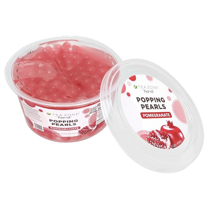 Tea Zone [1 Pound] Pomegranate Popping Pearls, Bursting Pearls for Teas, Shakes, Smoothies, Dessert Toppings