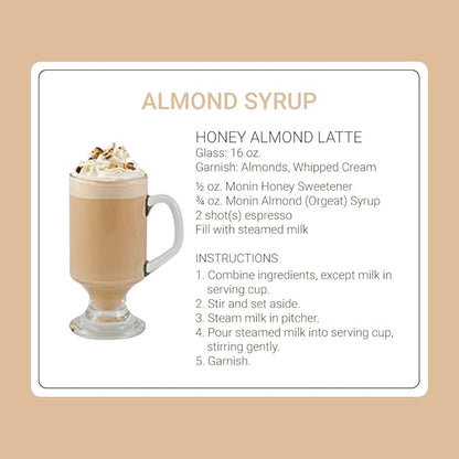 Monin - Almond Syrup, Sweet and Rich Nutty Aroma, Natural Flavors, Great for Coffee Drinks and Specialty Cocktails, Non-GMO, Gluten-Free (1 Liter)