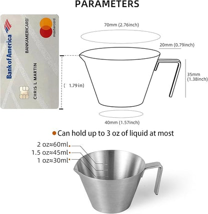 MHW-3BOMBER Espresso Measuring Cup Espresso Shot Cup 2oz Stainless Steel Pouring Cup for Tomato Sauce|Steak Sauce|Desserts|Beverages| (Matte Glossy) G5140