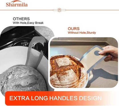 Silicone Bread Sling for Dutch Oven - Non-Stick & Heat Resistant, 2Pcs Oval and Round Reusable With Long Handles for Transfer Sourdough
