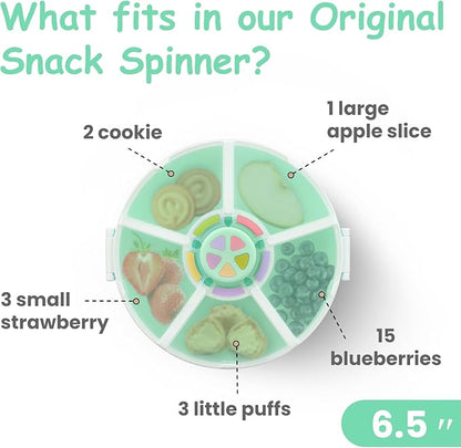 Kids' Rotating Snack Container Set – 2-Pack, Includes 1 Rotating Snack Container & 1 Round Sectioned Snack Box, BPA-Free, Dishwasher Safe, Perfect for Travel-Green