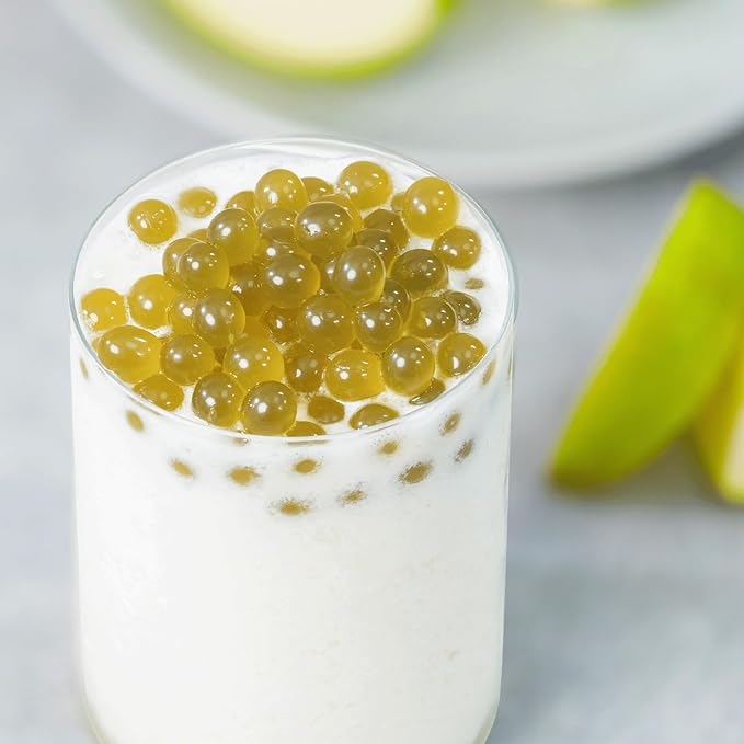 Tea Zone [1 Pound] Green Apple Popping Pearls, Bursting Pearls for Teas, Shakes, Smoothies, Dessert Toppings