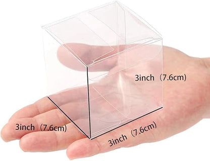 100 Pack 3x3x3 Inch Clear Plastic Bakery Boxes for Hot Chocolate Bombs, Small Pastries & Cookies