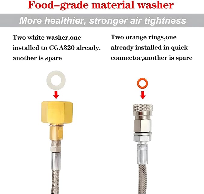 Soda Machine Co2 Adapter with High Pressure Stainless Steel External Hose, CGA320 Co2 Tank Direct Adapter to TR21-4 Soda Water Machine Compatible with Jet Aqua Fizz(36 inch)
