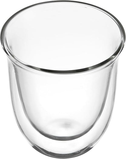 Restaurantware-Forma Professional 6.8 Ounce Double Wall Coffee Cups, 2 Insulated Latte Glasses - Dishwashable, Reusable, Clear Glass Beverage Cups, Freezable, For Hot Or Cold Beverages