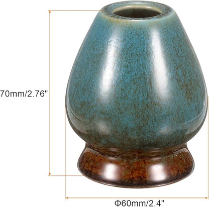 HARFINGTON Ceramic Chasen Stand 70mm Matcha Whisk Holder Teas Set Whisks Stand Traditional Matcha Tea Chasen Holder Tea Set Accessories for Tea Tasting, Dark Cyan