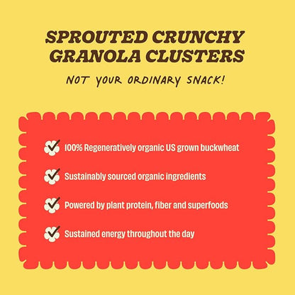 Clusterbucks Superfood Clusters – Grain-Free, Keto-Friendly Snack Bites with Regeneratively Grown Sprouted Buckwheat– Gluten-Free, Low-Carb, Organic Healthy Snack (3-Pack, Hot Honey)