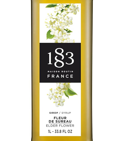 1883 Elderflower Syrup for Drinks, Made in France, 1 Liter Glass Bottle