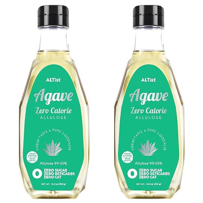ALTist Allulose Syrup Sweetener – Zero Calorie Liquid Sugar Alternative, Keto, Vegan, Non-GMO, Plant-Based | 1:1 Sugar Replacement, No Net Carbs, Zero Fat, 17.7 fl oz x 2 Bottle - Agave