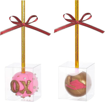 RomanticBaking 150 Pack 1 3/4" x1 3/4"x2"Clear Cake Pop Boxes with Holes - Chocolate Truffle & Gift Boxes for Parties, Weddings & Birthdays