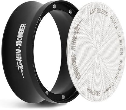 MHW-3BOMBER 53mm Espresso Dosing Funnel & Puck Screen Set, Magnetic Dosing Rring & Reusable Filter kit Compatible with 53mm Bottomless Portafilter, Coffee Dosing Ring with Eppresso Puck DR7014-OS