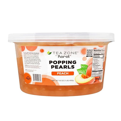 Tea Zone [1 Pound] Peach Popping Pearls, Bursting Pearls for Teas, Shakes, Smoothies, Dessert Toppings