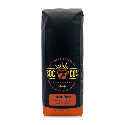 San Diego Coffee Organic House Blend, Medium Roast, Whole Bean Coffee, 16-Ounce Bag Café en grano tostado