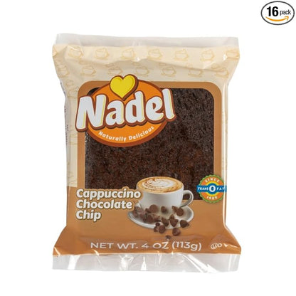 Nadel - Naturally Delicious Cappuccino Chocolate Chip bread, Lunch snack breakfast bars coffee cake, Natural fresh brand mocha chocolate cake 16 pack