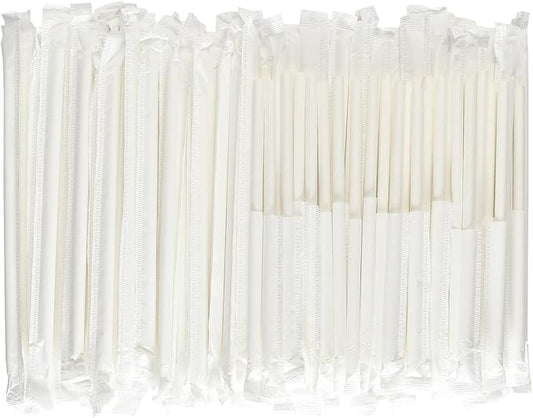 [400 Pack] Compostable Short Paper Straws Individually Wrapped, 5.75" x 0.24", Dye-free White - Great for Kids, Milk Cartons, Cocktail & Coffee