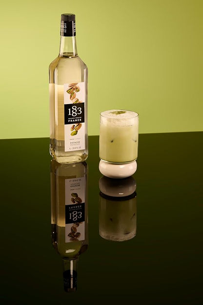 1883 Pistachio Syrup for Drinks – Premium French Flavoring Syrup, Made in France, 1 Liter Plastic Bottle – Perfect for Coffee, Lattes, Cocktails, and Desserts