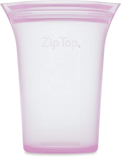 Zip Top Reusable Food Storage Bags | Small Cup [Lavender] | Silicone Meal Prep Container | Microwave, Dishwasher and Freezer Safe | Made in the USA