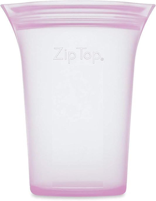 Zip Top Reusable Food Storage Bags | Small Cup [Lavender] | Silicone Meal Prep Container | Microwave, Dishwasher and Freezer Safe | Made in the USA