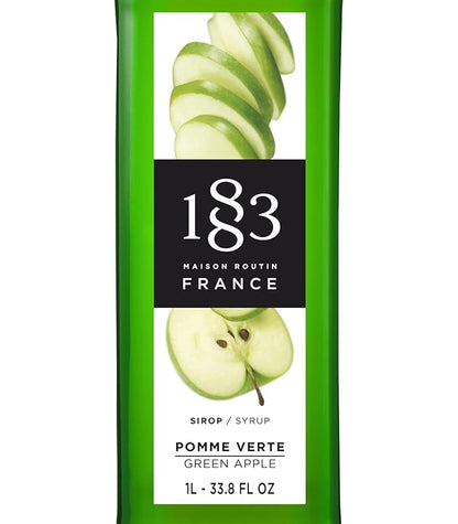1883 Green Apple Syrup for Drinks, Made in France, 1 Liter Plastic Bottle