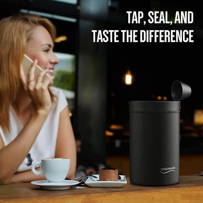 SOUL HAND Vacuum Coffee Canister, Airtight Sealed Coffee Canister Automatic Vacuum Stainless Steel Coffee Containers, Coffee Bean Storage Container for Coffee/Food Storage 1.6 L