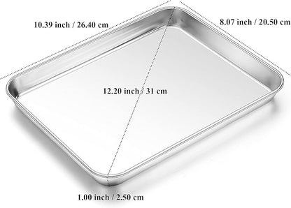 Baking Sheet with Rack Set, Yododo Set of 4 (2 Sheets + 2 Racks), Stainless Steel Cookie Sheet Baking Pan Tray with Cooling Rack, Non Toxic & Heavy Duty & Easy Clean - Size of 10 inch