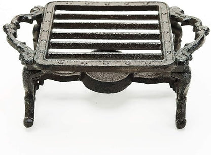 Sungmor Heavy Duty Cast Iron Teapot Dish Warmer Stable Holder for Tealight Stand | Tealight Warmer Decorative Stove for Villa Yard Balcony-Square