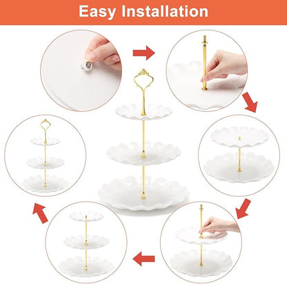 Coitak Plastic Cupcake Stands, 3 Tier Cupcake Stand, Dessert Tower Tray for Tea Party, Baby Shower and Wedding (2 Pack)