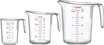 Amazing Abby - Melissa - Unbreakable Plastic Measuring Cups (3-Piece Set), Food-Grade Measuring Jugs, 1/2/4-Cup Capacity, Stackable and Dishwasher-Safe, Great for Oil, Vinegar, Flour, More