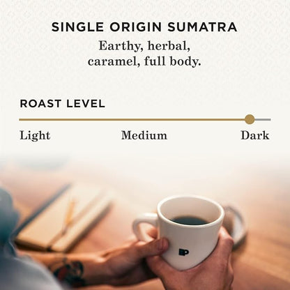 Peet's Coffee, Dark Roast Keurig K-Cup Pods - Single Origin Sumatra 64 Count (2 Boxes of 32 K-Cup Pods)