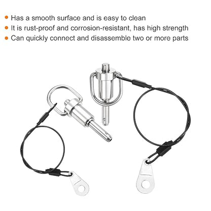 uxcell 1 Pcs Quick Release Pin, 1/4" x 0.6" (Dia. x L) Push-Button Ball Locking Pin, 304 Stainless Steel, Silver