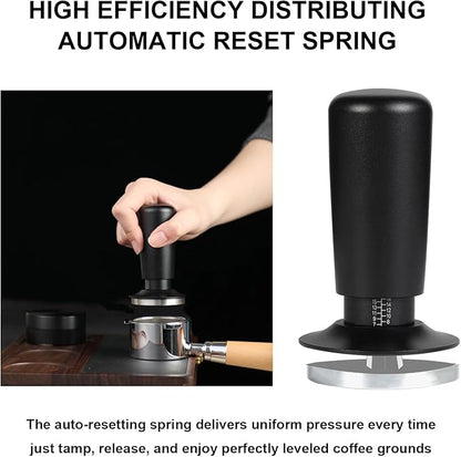 53mm Espresso Tamper,Spring Loaded Tamper with Stainless Steel Flat Base,Compatible with 53mm Portafilter,Coffee Tamper for Coffees Enthusiast and Home Barista