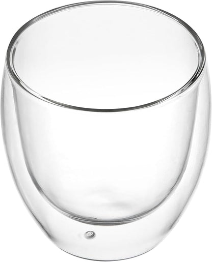 Restaurantware-Forma Professional 8.5 Ounce Double Wall Coffee Cups, 2 Insulated Latte Glasses - Dishwashable, Reusable, Clear Glass Beverage Cups, Freezable, For Hot Or Cold Beverages