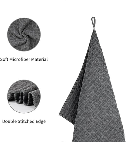 watchget Microfiber Cleaning Cloth,Barista Micro Cloth 4 Pack-Microfiber Barista Towels Espresso Towel Espresso Machine Cloths, Steam Wand Cloth, Kitchen Cleaning Cloth Waffle Weave Dark Grey(12"x12")