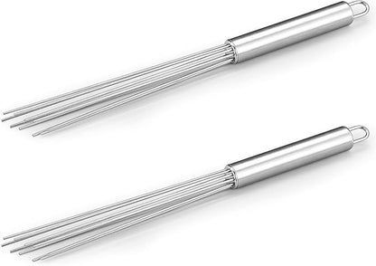 Baderke 2 Pcs Espresso Whisk 11.5 Inch Long Handle Barista Whisk 10 Needles 2 mm Stainless Steel Coffee Stirrer Tool Efficient Mixing Time Saving Reduction Clumping Ideal for Commercial Home
