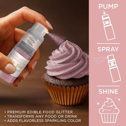 Bakell - Rose Gold Tinker Dust (4g, 1x Mini Spray Pump) Edible Glitter for Food, Desserts, and Beverages!