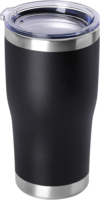 DOMICARE 20oz Tumbler with Lid Stainless Steel Tumblers Bulk, Double Wall Vacuum Insulated Coffee Travel Mug Powder Coated Tumbler, Black
