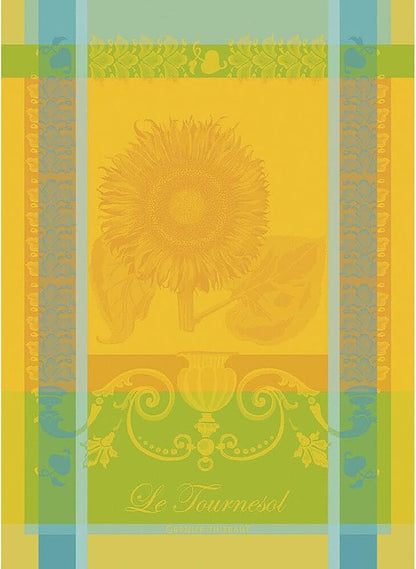 Garnier Thiebaut Le Tournesol Soleil (The Yellow Sunflower) French Kitchen Towel 22"x30", Cotton, Jacquard