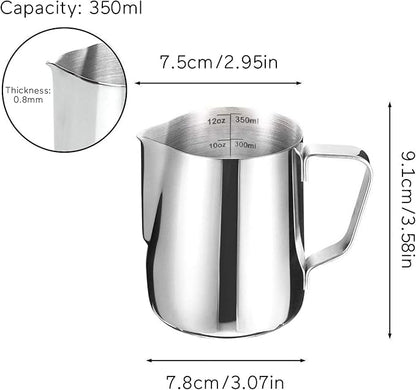 HOFASON Stainless Steel Milk Frothing Pitcher Cappuccino Pitcher Pouring Jug Espresso Cup Creamer Cup for Latte Art, 12 Ounce (350 ML)