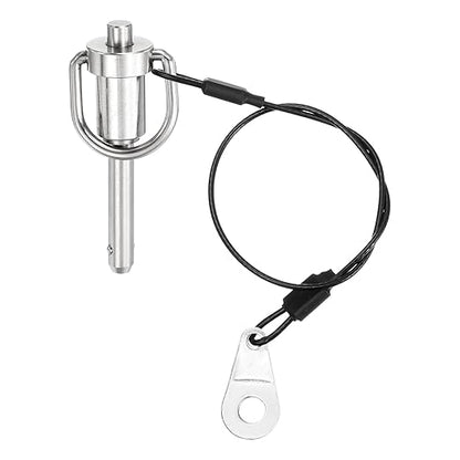 uxcell 1 Pcs Quick Release Pin, 1/4" x 1"(Dia. x L) Push-Button Ball Locking Pin 304 Stainless Steel Ring Handle Locking Pin with Wire for Audio Bimini Top Marine, Silver