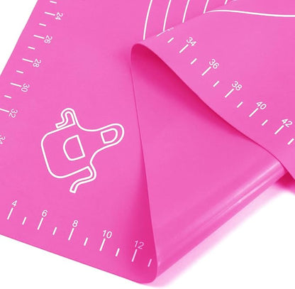 Silicone Baking Mat for Pastry Rolling Dough with Measurements, 19.7" x 15.7" BPA Free Non stick and Non Slip Pink Table Sheet Baking Supplies for Bake Pizza Cake