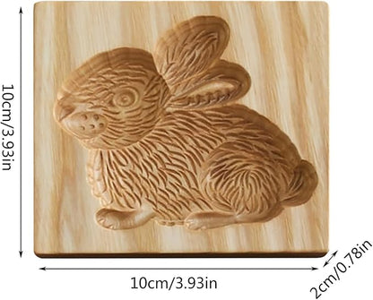 Wooden Cookie Biscuit Mold, 3D Baking Mold, Embossing Craft Decorating Baking Tool, Suitable for Halloween Thanksgiving Christmas Kitchen DIY (Rabbit 10 * 10 * 2)