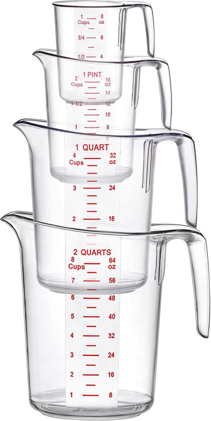Amazing Abby - Melissa - Unbreakable Plastic Measuring Cups (4-Piece Set), Food-Grade Measuring Jugs, 1/2/4/8-Cup Capacity, Stackable and Dishwasher-Safe, Great for Oil, Vinegar, Flour, More