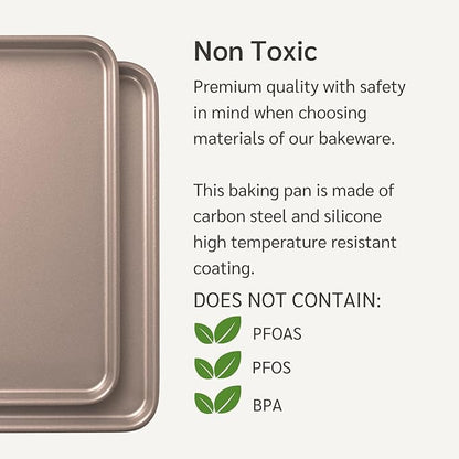 Nonstick Non-Toxic 18-inch Half Baking Sheet 2-Pack | Premium Extra Thick Sheet Pan | Warp Resistant Large Cookie Sheet