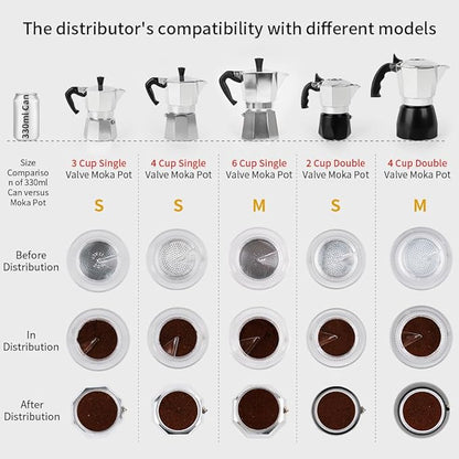 watchget Moka Pot Dosing Funnel - 54mm Espresso Coffee Dosing Ring, Plastic Powder Receiver and Distribution Tool for 3-Cup Moka Express Pot, Black