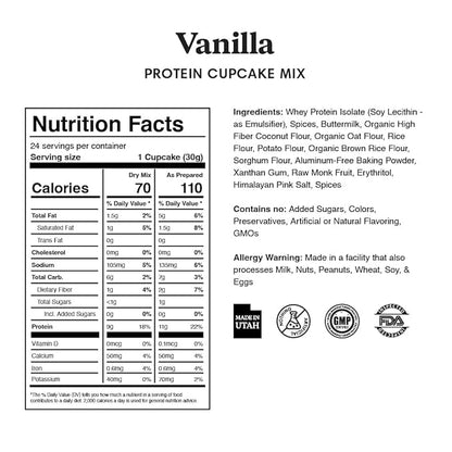 ProDough High Protein- Gluten Free Cupcake Mix, Low Carb, 13g of Protein per Cupcake, No Added Sugars, Keto Friendly, Makes 12, Healthy Dessert (Vanilla)