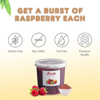 Fanale Popping Boba Pearls for Bubble Tea - 7 lb | Raspberry | Bursting Boba Pearls Bubble | Fruit Juice Flavor for Shakes, Dessert, Smoothie | FPB014
