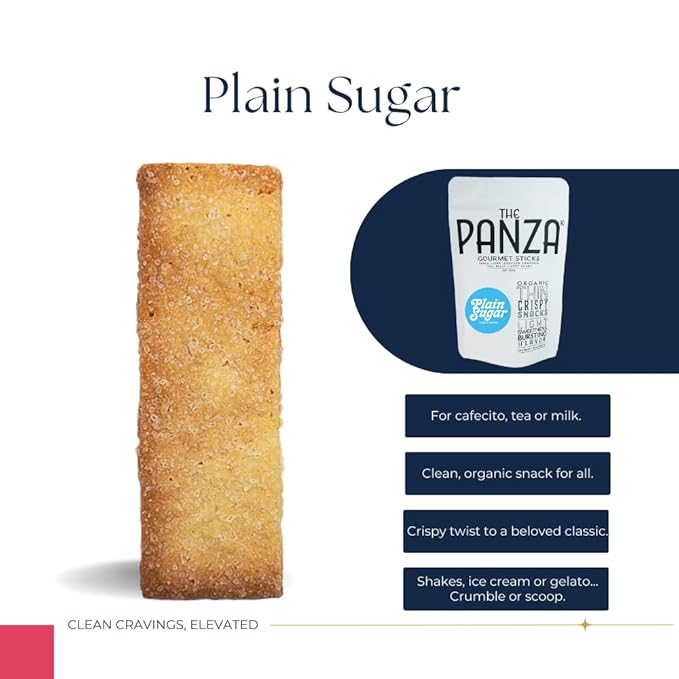 The Panza Sugar Plain Gourmet Cookie Snack Thin & Crispy | Organic, Non-GMO, 100% Natural Ingredients | Mini Pouch 0.7 oz